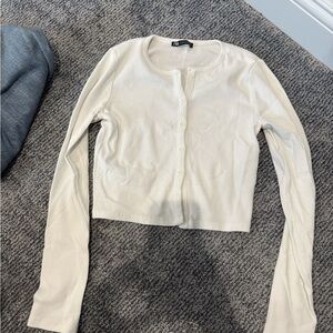 Zara White Long Sleeve Button-Up Cardigan